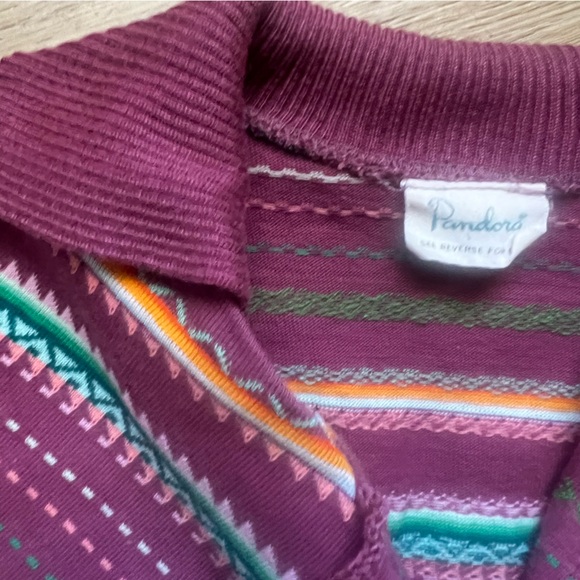 Vintage 60s 70s Pandora Scotchkin Stripe Collared Boho Eclectic Top - Picture 6 of 12